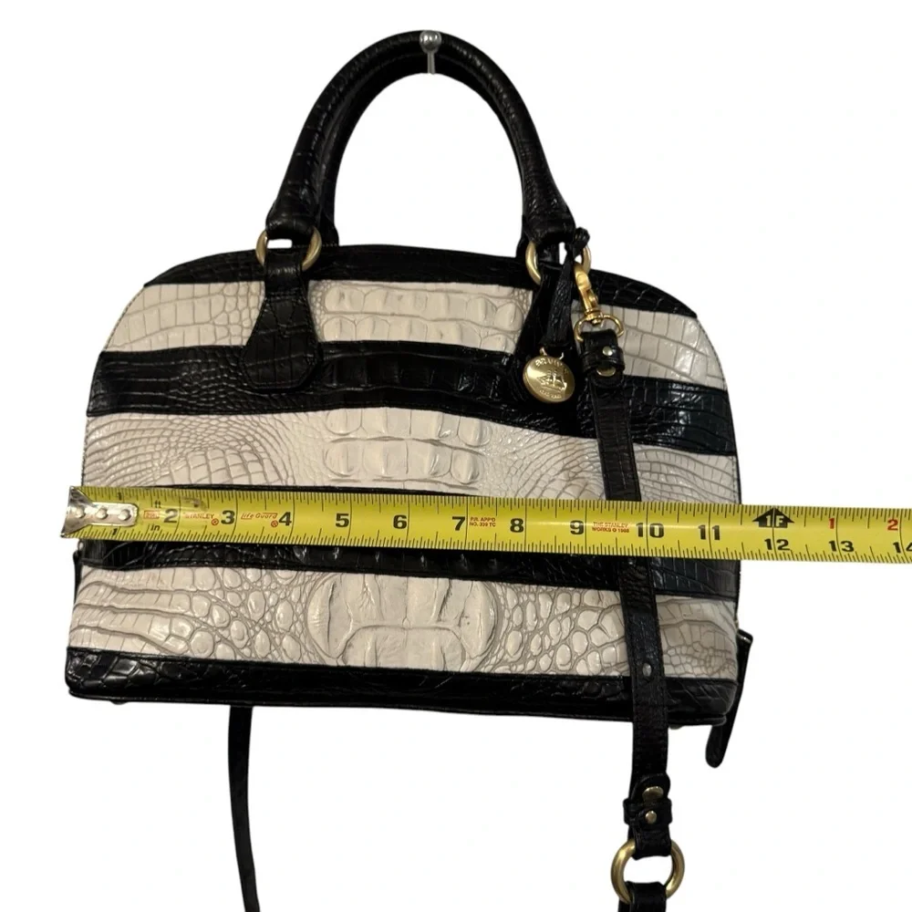 BRAHMIN VIVIAN PURSE Black and White Croc-Embossed Women's Bag